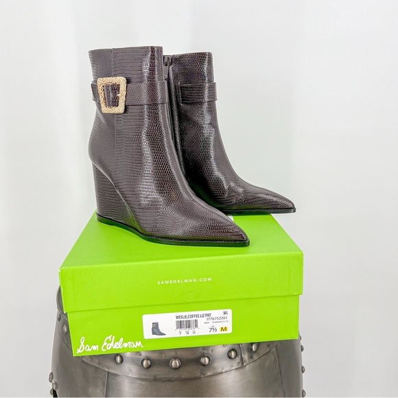 Sam Edelman Weslie Point Toe Wedge Ankle Boots - Picture 12 of 13